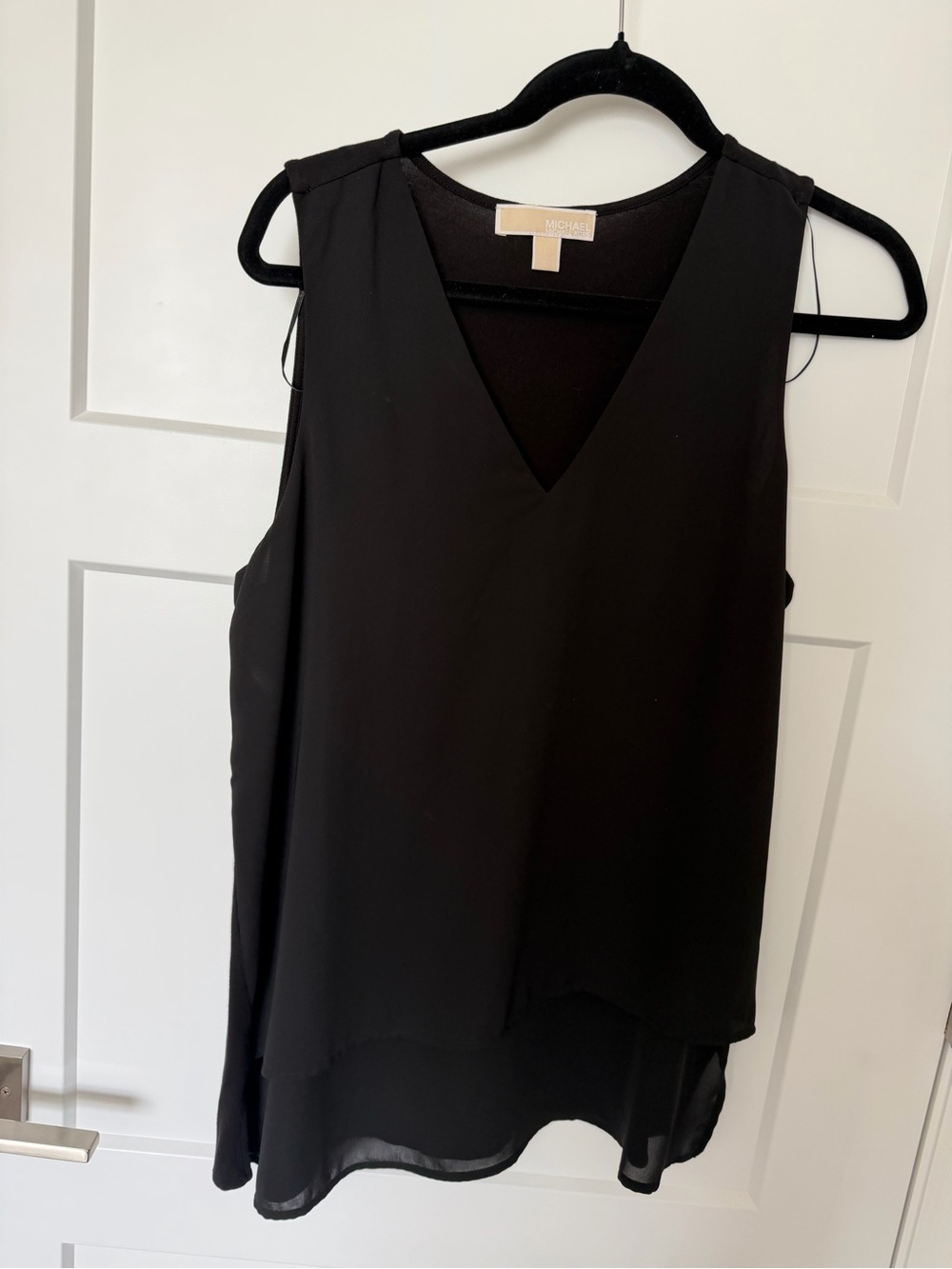 Michael Kors Black Sleeveless V-Neck Layered Camisole